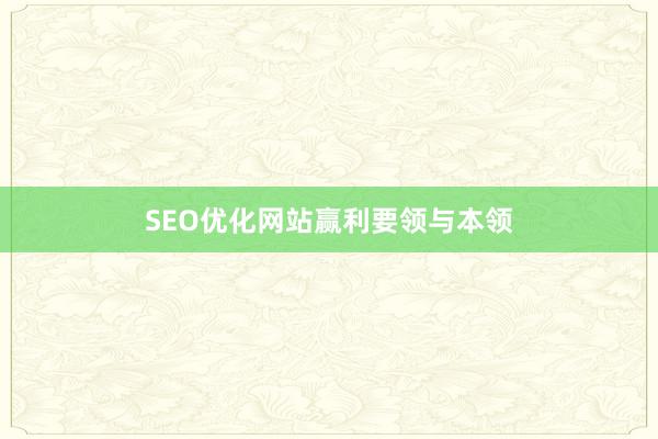 SEO优化网站赢利要领与本领